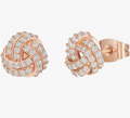 Rose Gold Pavé Crystal Woven Love Knot Stud Earrings