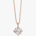 Classic Rose Gold Four-Prong Round Solitaire Pendant Necklace
