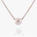 Minimalist Floating Solitaire Pearl Necklace in Rose Gold