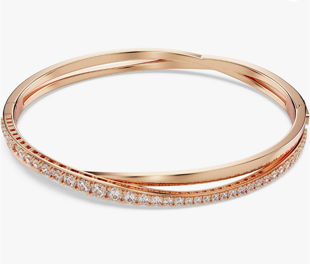 Rose Gold Crossover Intertwined Pavé Bangle Bracelet