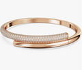 Modern Rose Gold Asymmetric Wrap Thick Pavé Bangle