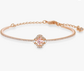 Rose Gold Pink Crystal Clover Halo Chain Bangle